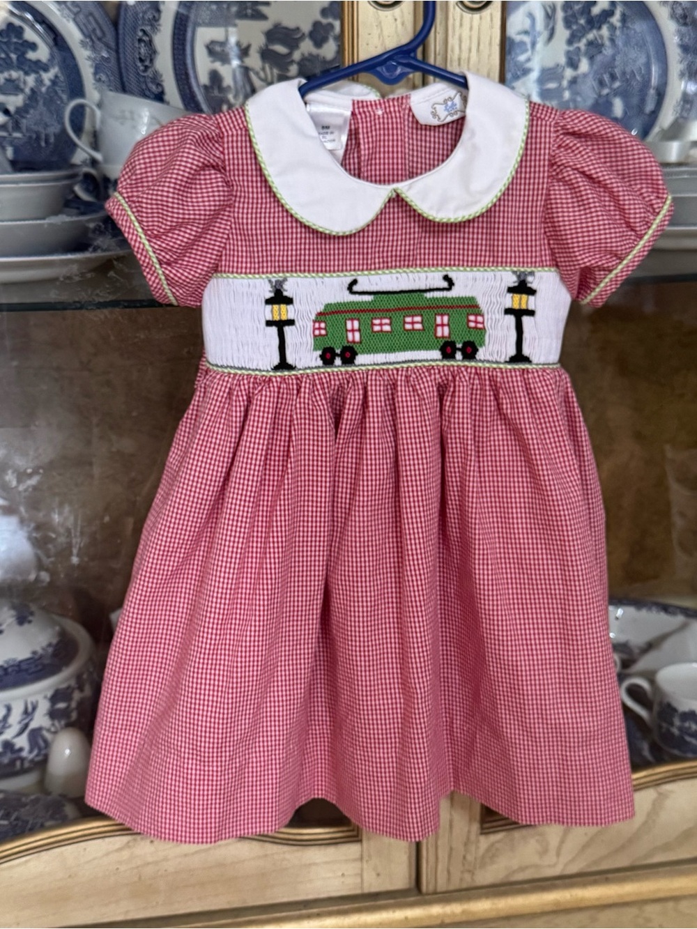 Lulu Bebe smocked New Orleans street car dress 9m baby girl boutique red gingham